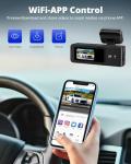 Kingslim Dash Cam Front and Rear 2K+1080P, Mini WiFi Dash Camera for Cars Dual Dashcam Parking Monitor, Loop Recording, Car Camera Support Max 256GB (E2PRO)