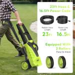 Electric Pressure Washer, 2.0 GPM – High Pressure Power Washer with Foam Cannon, 4 Quick-Connect Nozzles, 23ft Hose & Compact Storage for Cars, Patios & Home Cleaning, Green