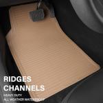 CAR PASS Rubber Floor Mats - All Weather, Full Set 4-Piece, Waterproof Automotive Mats Trim to Fit Most Cars, Sedans, SUVs, Vans - Heavy Duty Anti-Slip Easy Clean, All Beige
