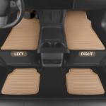 CAR PASS Rubber Floor Mats - All Weather, Full Set 4-Piece, Waterproof Automotive Mats Trim to Fit Most Cars, Sedans, SUVs, Vans - Heavy Duty Anti-Slip Easy Clean, All Beige