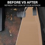 CAR PASS Rubber Floor Mats - All Weather, Full Set 4-Piece, Waterproof Automotive Mats Trim to Fit Most Cars, Sedans, SUVs, Vans - Heavy Duty Anti-Slip Easy Clean, All Beige