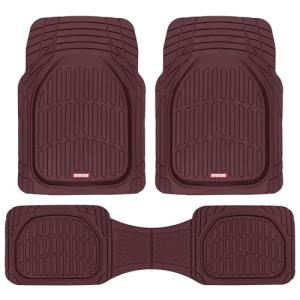 Motor Trend FlexTough Floor Mats for Cars, Burgundy Deep Dish All-Weather Car Mats, Waterproof Trim-To Fit Automotive Cars Trucks SUV, Universal Liner Accessories