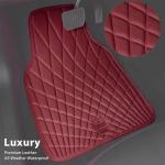 CAR PASS Luxury Faux Leather Floor Mats for Cars, Waterproof All Weather Car Mats Full Set, Anti-Slip Deluxe Automotive Floor Mats Universal Fit for Most SUV,Vans,Sedans,Trucks, 4 Piece Burgundy Red