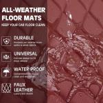 CAR PASS Luxury Faux Leather Floor Mats for Cars, Waterproof All Weather Car Mats Full Set, Anti-Slip Deluxe Automotive Floor Mats Universal Fit for Most SUV,Vans,Sedans,Trucks, 4 Piece Burgundy Red