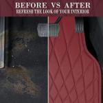 CAR PASS Luxury Faux Leather Floor Mats for Cars, Waterproof All Weather Car Mats Full Set, Anti-Slip Deluxe Automotive Floor Mats Universal Fit for Most SUV,Vans,Sedans,Trucks, 4 Piece Burgundy Red