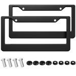 Black License Plate Frames - 2PCS License Plate Covers, Universal Aluminum Front and Rear Tag Holders with Screws, Rust-Proof Car License Plate Holder for All Vehicles (Black)