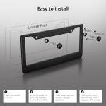 Black License Plate Frames - 2PCS License Plate Covers, Universal Aluminum Front and Rear Tag Holders with Screws, Rust-Proof Car License Plate Holder for All Vehicles (Black)