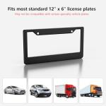 Black License Plate Frames - 2PCS License Plate Covers, Universal Aluminum Front and Rear Tag Holders with Screws, Rust-Proof Car License Plate Holder for All Vehicles (Black)