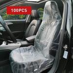 ICWEIMEI 100PCS Disposable Car Seat Covers Plastic Seat Covers for Cars Universal Disposable Clear Plastic Car Cover, Car Disposable Transparent Seat Protective Covers