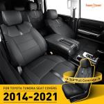 Super Cover for Toyota Tundra Seat Covers 2014-2021 (CrewMax only), Full Covered Leather Seat Protectors for Tundra 2021 2020 2019 2018 2017 2016 2015 2014 Truck Car Accessories with Carbon Fiber