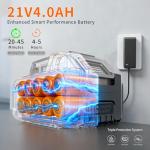 Cordless High-Pressure Washer, Includes 4.0Ah Battery and Charger, with 6-in-1 Nozzle; Portable Cordless high-Pressure Washer Ideal for car Washing, Yard Maintenance, and Household Cleaning.