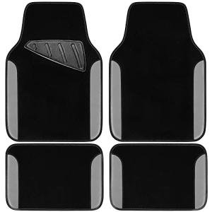 CAR PASS Rainbow Waterproof Universal Fit Faux Leather Car Carpet- Anti-Slip Nibbed Backing Floor Mats for SUV, Vans, Sedans, Trucks, Automotive Set of 4 (Black with Gray)