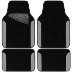 CAR PASS Rainbow Waterproof Universal Fit Faux Leather Car Carpet- Anti-Slip Nibbed Backing Floor Mats for SUV, Vans, Sedans, Trucks, Automotive Set of 4 (Black with Gray)