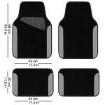 CAR PASS Rainbow Waterproof Universal Fit Faux Leather Car Carpet- Anti-Slip Nibbed Backing Floor Mats for SUV, Vans, Sedans, Trucks, Automotive Set of 4 (Black with Gray)