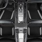 CAR PASS Rainbow Waterproof Universal Fit Faux Leather Car Carpet- Anti-Slip Nibbed Backing Floor Mats for SUV, Vans, Sedans, Trucks, Automotive Set of 4 (Black with Gray)