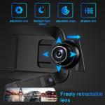 4K Dual Dash Cam for Cars, 9.66” Touchscreen Mirror Camera with WiFi, CarPlay, Suitable for All Models, Front 4K + Rear 1080P Recording, Night Vision, Parking Assist, 128G sd Card