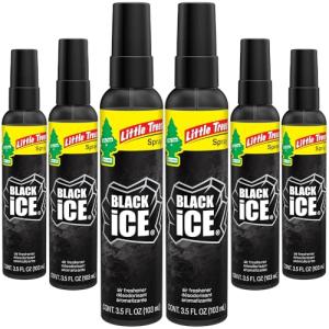 LITTLE TREES Car Air Freshener | Spray Provides a Long-Lasting Scent for Auto or Home | On-the-go Freshness | Black Ice, 6 Air Fresheners