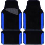 CAR PASS Rainbow Waterproof Universal Fit Faux Leather Car Carpet- Anti-Slip Nibbed Backing Floor Mats for SUV, Vans, Sedans, Trucks, Automotive Set of 4pcs (Black with Blue)