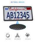 Carbon Fiber License Plate Frame - Handcrafted Premium Stainless Steel with Real Carbon Wrap, Universal 4-Hole Slim Black Car Tag Holder Includes Screws & Caps
