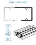Carbon Fiber License Plate Frame - Handcrafted Premium Stainless Steel with Real Carbon Wrap, Universal 4-Hole Slim Black Car Tag Holder Includes Screws & Caps