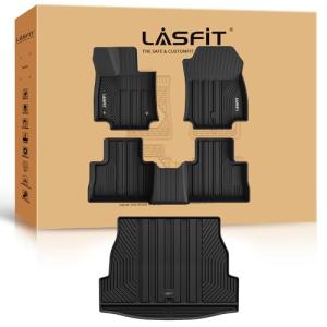 LASFIT Floor Mats&Trunk Mat for Toyota RAV4 2019-2025(Not Fit Hybrid) All Weather TPE Mats Custom Fit for Floor Liner for Toyota RAV 4 LE/XLE/Limited/TRD/Adventure Front and Rear 2 Row Car Mats,Black