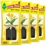 LITTLE TREES Car Air Freshener | Vent Wrap Provides Long Lasting Scent, Invisibly Fresh | Vanillaroma, 16 Air Fresheners