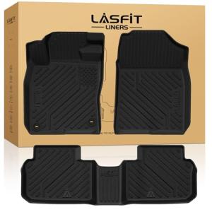 LASFIT Floor Mats for Honda Civic Hybrid Sedan 2025 2026 & Hybrid Hatchback 2025 2026, All Weather TPE Custom Fit Car Floor Liner, 1st & 2nd Row, Black
