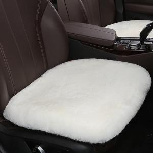 OGLAND Fluffy Genuine Australia Sheepskin Car Seat Cover for Auto Interior Accessories with Soft Fuzzy Wool Eco-Friendly Natural Fur Non-Slip (White, Front 20 * 20inchs)
