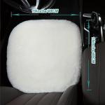 OGLAND Fluffy Genuine Australia Sheepskin Car Seat Cover for Auto Interior Accessories with Soft Fuzzy Wool Eco-Friendly Natural Fur Non-Slip (White, Front 20 * 20inchs)