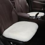 OGLAND Fluffy Genuine Australia Sheepskin Car Seat Cover for Auto Interior Accessories with Soft Fuzzy Wool Eco-Friendly Natural Fur Non-Slip (White, Front 20 * 20inchs)