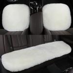 OGLAND Fluffy Genuine Australia Sheepskin Car Seat Cover for Auto Interior Accessories with Soft Fuzzy Wool Eco-Friendly Natural Fur Non-Slip (White, Front 20 * 20inchs)