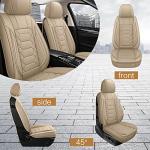 HAIYAOTIMES Leather Car Seat Covers Front Set, Waterproof Faux Leather Seat Covers for Cars, Non-Slip Car Interior Covers Universal Fit for Most Cars Sedans Trucks SUVs, Beige
