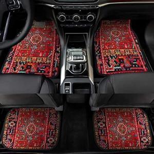 EOHMAK Car Floor Mats Non-Slip Automotive Floor Mats All-Weather Front Rear Car Floor Foot Mat Sets of 4 Pieces Foot Mats Rugs Carpet for Car Trucks SUV Sedans (Red)