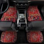 EOHMAK Car Floor Mats Non-Slip Automotive Floor Mats All-Weather Front Rear Car Floor Foot Mat Sets of 4 Pieces Foot Mats Rugs Carpet for Car Trucks SUV Sedans (Red)
