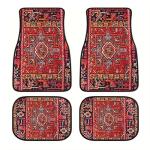 EOHMAK Car Floor Mats Non-Slip Automotive Floor Mats All-Weather Front Rear Car Floor Foot Mat Sets of 4 Pieces Foot Mats Rugs Carpet for Car Trucks SUV Sedans (Red)
