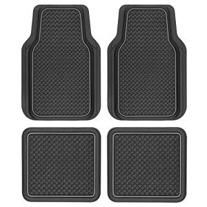 Motor Trend Houndstooth Design Rubber Car Floor Mats for Autos SUV Truck & Van - All-Weather Waterproof Protection Front & Rear Liners, Trim to Fit Most Vehicles