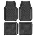 Motor Trend Houndstooth Design Rubber Car Floor Mats for Autos SUV Truck & Van - All-Weather Waterproof Protection Front & Rear Liners, Trim to Fit Most Vehicles