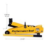Performance Tool W1640 2-1/2 Ton Garage Jack, (5,000 lbs.) 5-15.5-Inch Lift, Swivel Casters, For Cars/Trucks