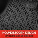 Motor Trend Houndstooth Design Rubber Car Floor Mats for Autos SUV Truck & Van - All-Weather Waterproof Protection Front & Rear Liners, Trim to Fit Most Vehicles