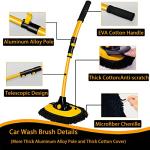 15° Curved Car Cleaning Brush with Telescopic Handle 43" Aluminum Alloy Long Rod Wash Mop For Washing Caravan Van Truck Boat RV Roof Soft Chenille Head Duster Clean Product Not Hurt Paint Scratch Free