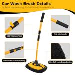 Ordenado 15°Curved Car Wash Brush with Long Handle, 43" Car Cleaning Brush with Extension Pole, Microfiber RV Wash Mop Scratch-Free, Exterior Washer Mop for Washing Roof Truck Camper SUV Caravan Boat