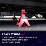 K Tool International 63097A 2 Ton Automotive Trolley Floor Jack with Jack Stands for Garages, Repair Shops, and DIY, 4,000 lbs. Capacity, Hydraulic Lifting Range 5-1/8" to 13", Heavy Duty Steel, Red