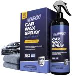 GLOMAX Ceramic Coating For Cars (16 oz.) - Hydrophobic Ceramic Car Wax Spray With Added UV PROTECTION - LONG LASTING Shiny Car Stuff - Spray Wax For Cars With 2 Micro Fiber Towels, Waterless Wash