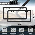 2-Pack License Plate Frames, Universal Black Aluminum Licence Plate Frame Holder, 2-Hole Narrow ＆ Slim Design Holder with Screws & Caps, Universal Fit for Cars, Trucks, Various Vehicles