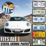 2-Pack License Plate Frames, Universal Black Aluminum Licence Plate Frame Holder, 2-Hole Narrow ＆ Slim Design Holder with Screws & Caps, Universal Fit for Cars, Trucks, Various Vehicles