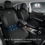 Skechers Car Seat Covers, Work Leather Seat Covers 5-Times Stronger Built-in Webbing, Oxford Fabric Front Seat Cover, Airbag Compatible, Automotive Comfort for Cars, Trucks, SUVs,Black