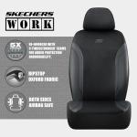 Skechers Car Seat Covers, Work Leather Seat Covers 5-Times Stronger Built-in Webbing, Oxford Fabric Front Seat Cover, Airbag Compatible, Automotive Comfort for Cars, Trucks, SUVs,Black