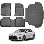 TUYICN Floor Mats & Cargo Liner- Fit for 2014-2019 (Sedan ONLY) Toyota Corolla Accessaries All Weather TPE Full Set Floor Liners Waterproof Anti-Slip Easy Install Automotive Floor Mats (Black)
