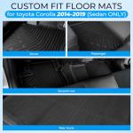 TUYICN Floor Mats & Cargo Liner- Fit for 2014-2019 (Sedan ONLY) Toyota Corolla Accessaries All Weather TPE Full Set Floor Liners Waterproof Anti-Slip Easy Install Automotive Floor Mats (Black)