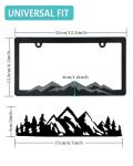 NJNYLLC Mountain License Plate Frames - Plastic Car Tag Holders with Raised Mountain Design, Gray on Black, 2 Pack 2 Hole with Screws & Caps, Mountain Vinyl Sticker Included